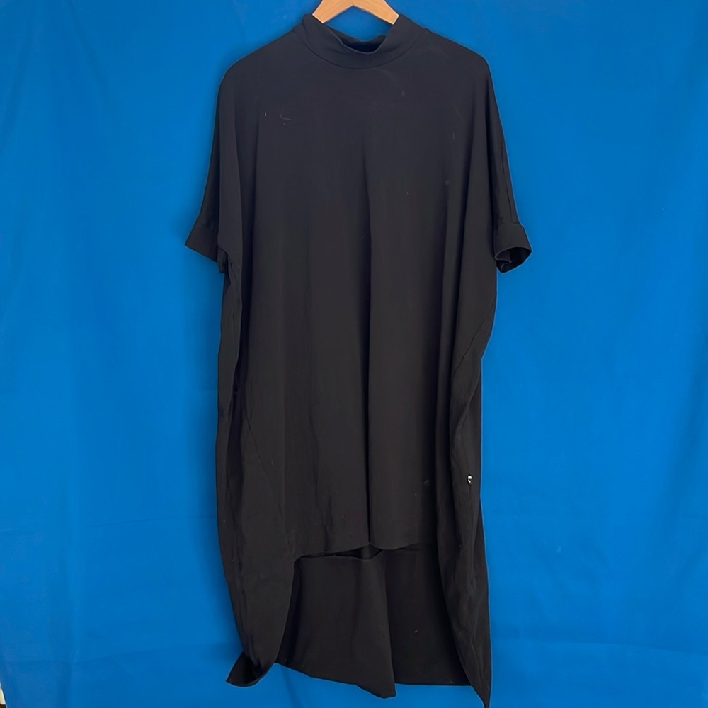 Black cotton high-low dress